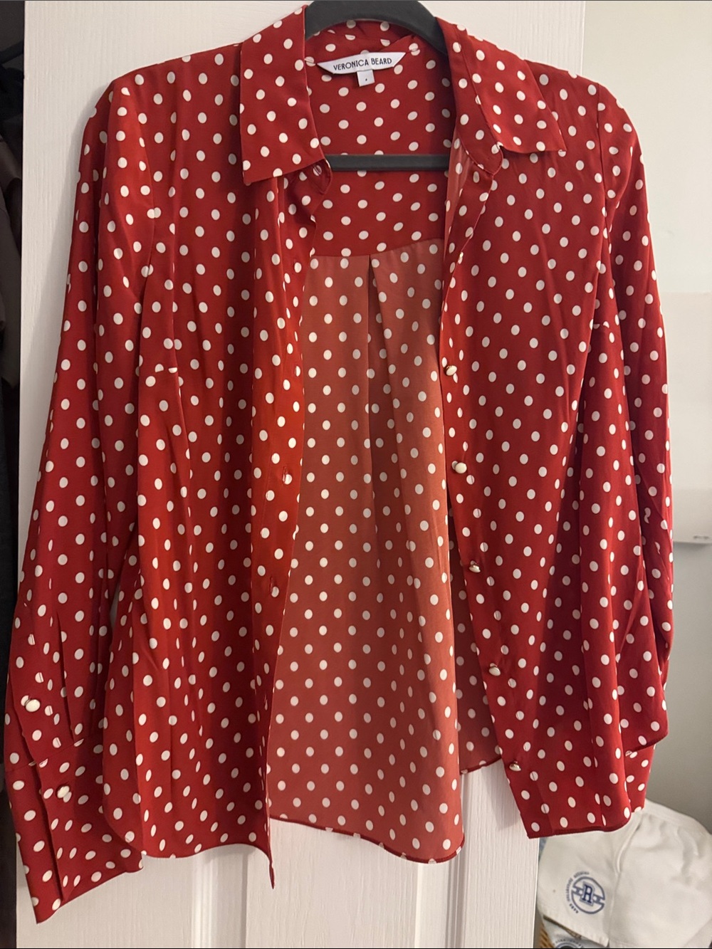 Veronica Beard Red Polka Dot Button-Up Shirt